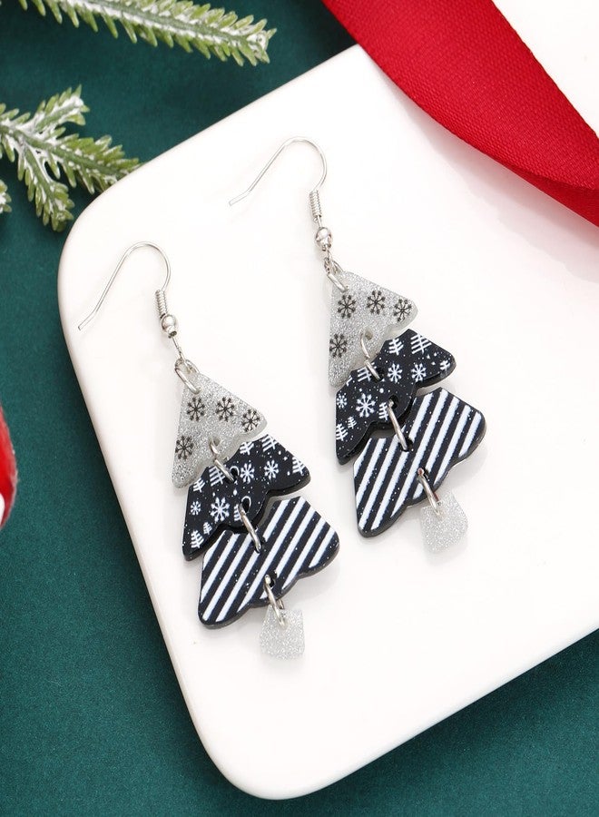Xeyau Christmas Earrings for Women Black Christmas Tree Sweater Doughnut Earring Lightweight Acrylic Earrings Cute Christmas Earring Accessorie Jewelry (Black) - Image 5